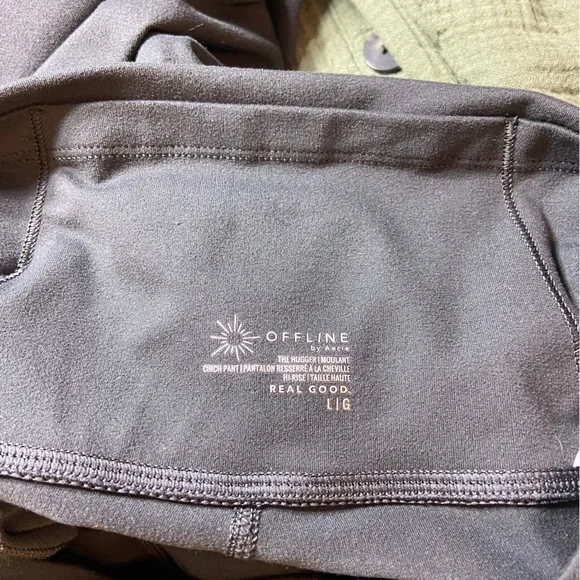 OFFLINE Aerie The Hugger High Waisted Cinch Cuff Pants Grey Leggings Large L - Picture 12 of 12